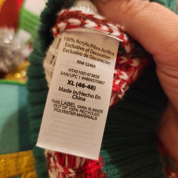 Holiday Time Mens XL Long Sleeve Christmas Sweater Drink Pocket & Fun Cat Design - Picture 7 of 7